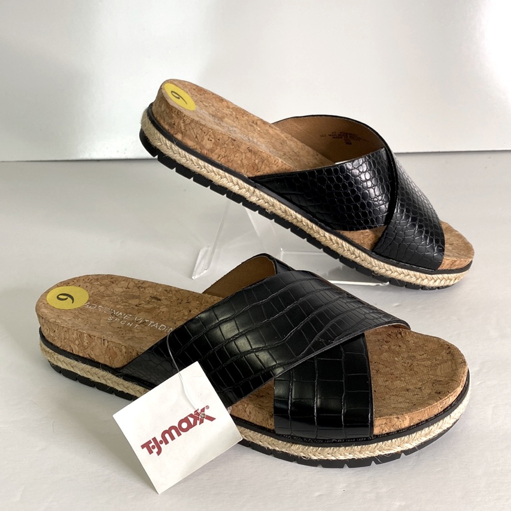 Adrienne Vittadini Sport Black Cork Sandal | Size: 9 Womens NWT